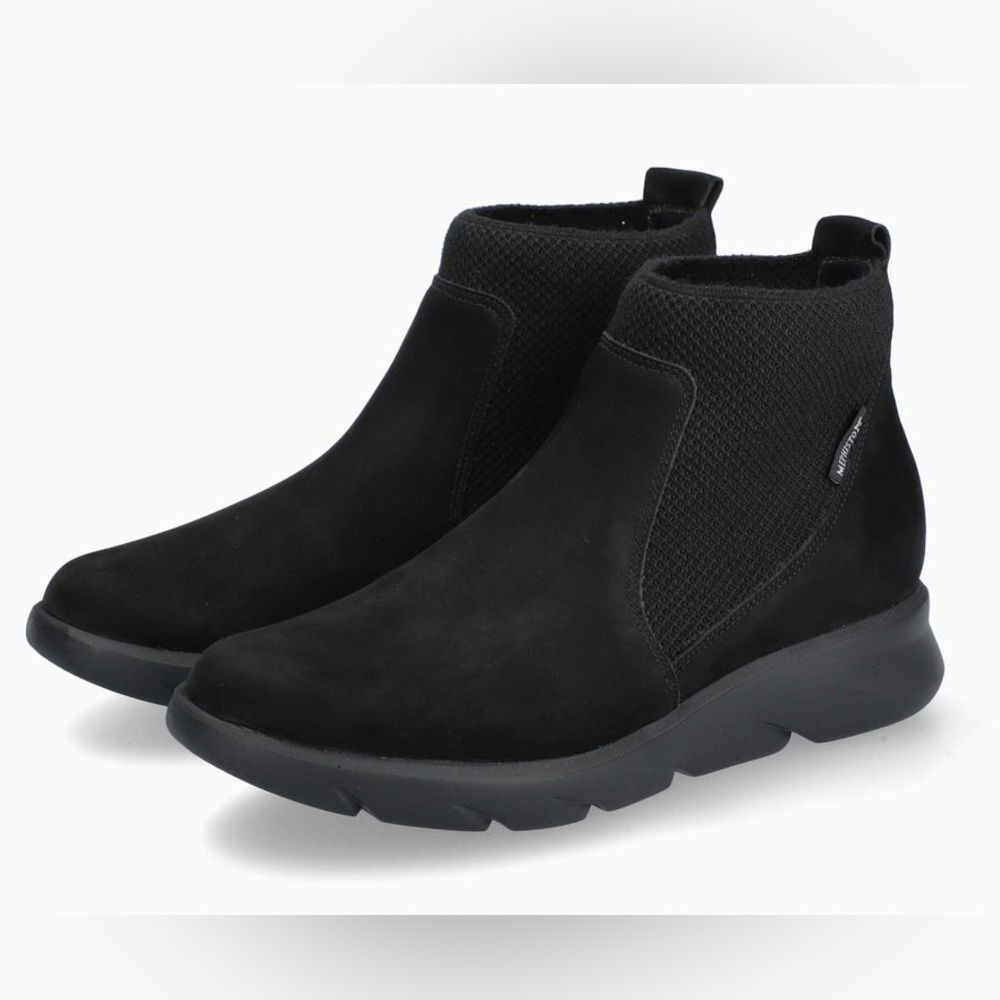 Mephisto Cyrene Black Boots Nubuck Leather Slip-On Sz 8 New Comfort